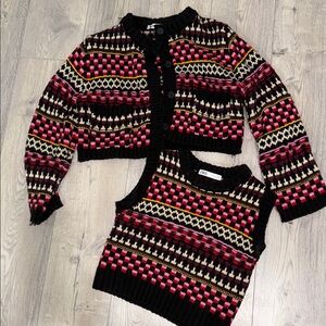 Zara Women's Black and Pink Cardigan Set